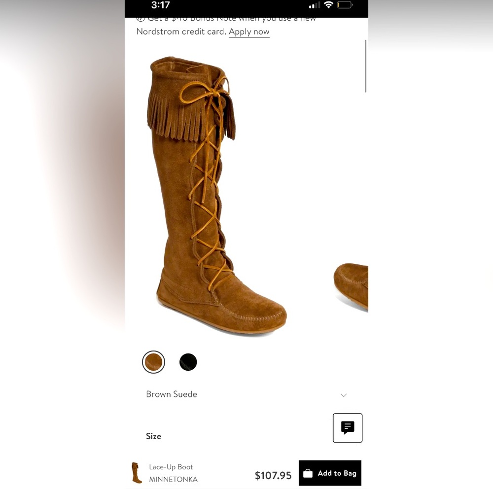 Gently used Minnetonka lace up fringe boots